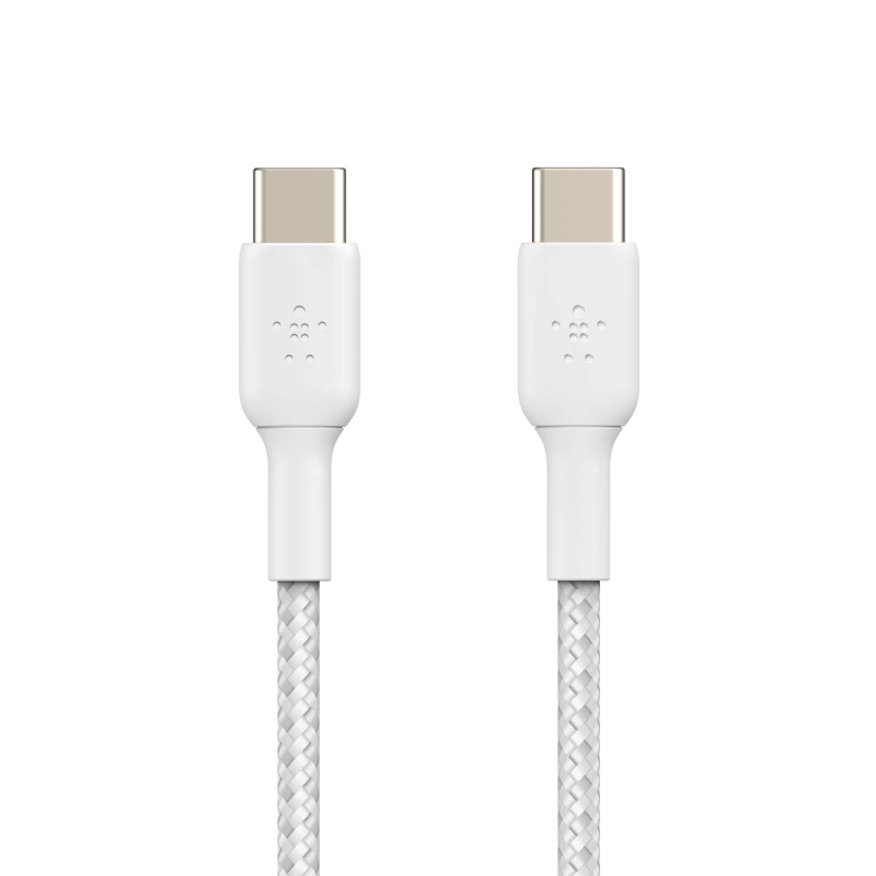 Belkin Kabel w oplocie USB-C na USB-C 60W, 1 m, biały