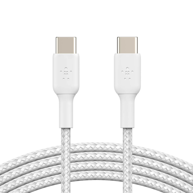 Belkin Kabel w oplocie USB-C na USB-C 60W, 1 m, biały