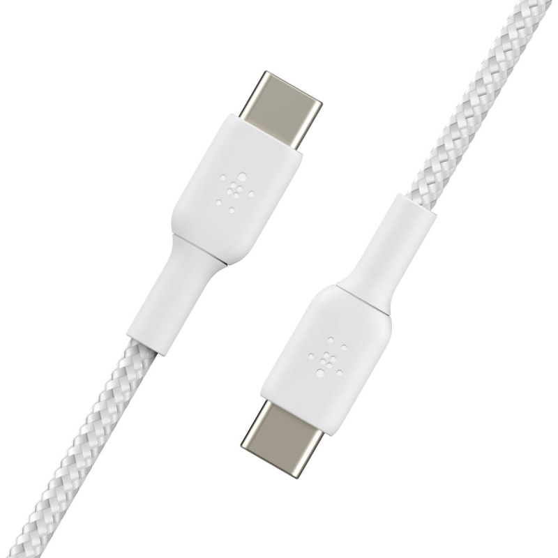 Belkin Kabel w oplocie USB-C na USB-C 60W, 1 m, biały