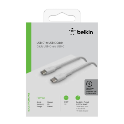 Belkin Kabel w oplocie USB-C na USB-C 60W, 1 m, biały