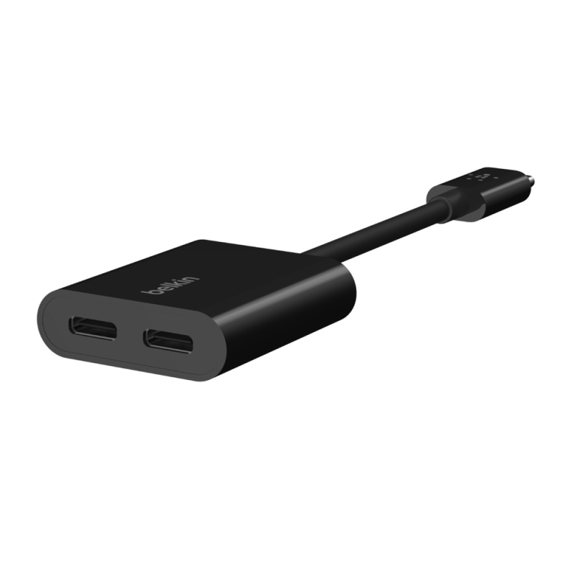 Belkin Adapter 2/USB-C do audio i ładowania PD 60W, czarny | PartsPC.pl