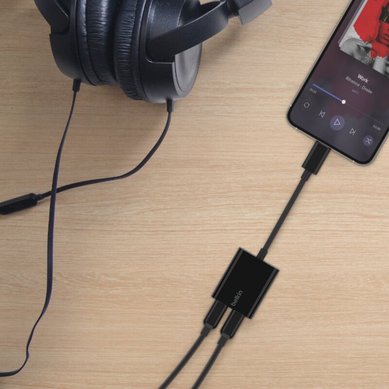 Belkin Adapter 2/USB-C do audio i ładowania PD 60W, czarny | PartsPC.pl