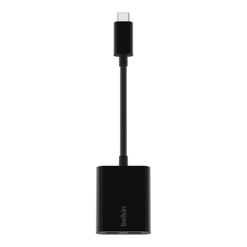 Belkin Adapter 2/USB-C do audio i ładowania PD 60W, czarny | PartsPC.pl