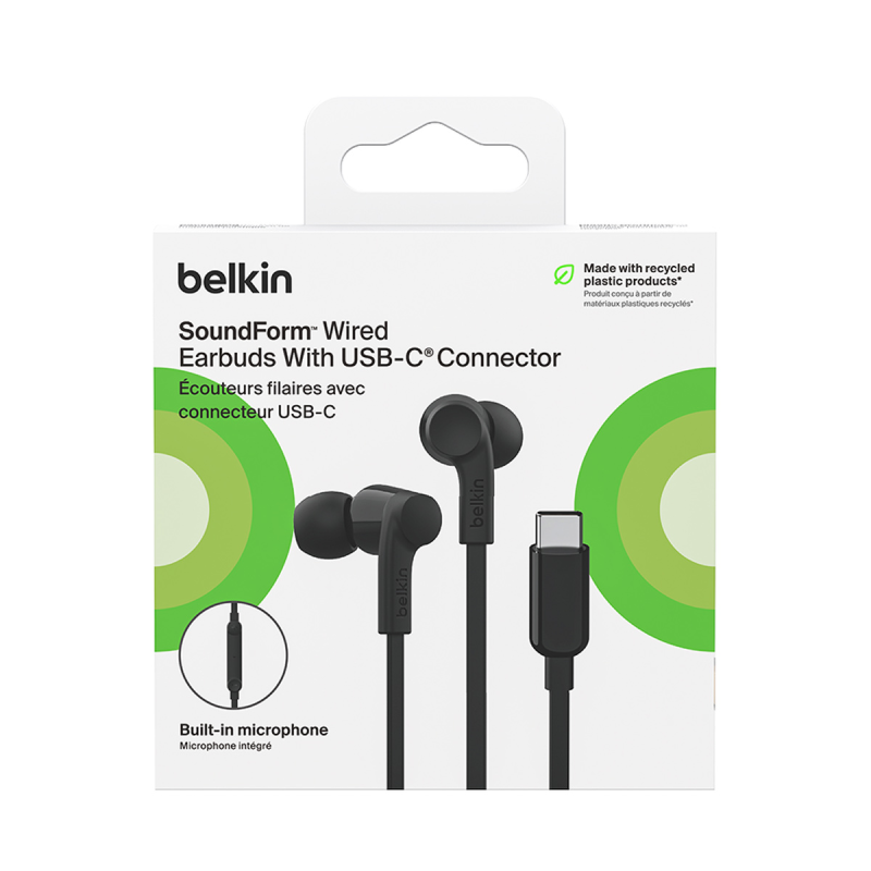 Belkin Słuchawki przewodowe douszne USB-C czarne