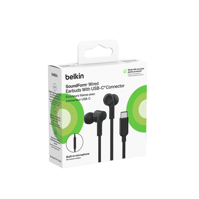 Belkin Słuchawki przewodowe douszne USB-C czarne