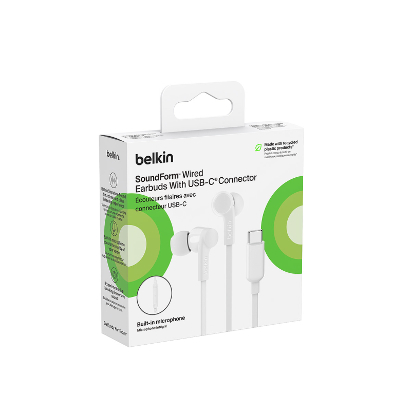Belkin Słuchawki przewodowe douszne USB-C białe