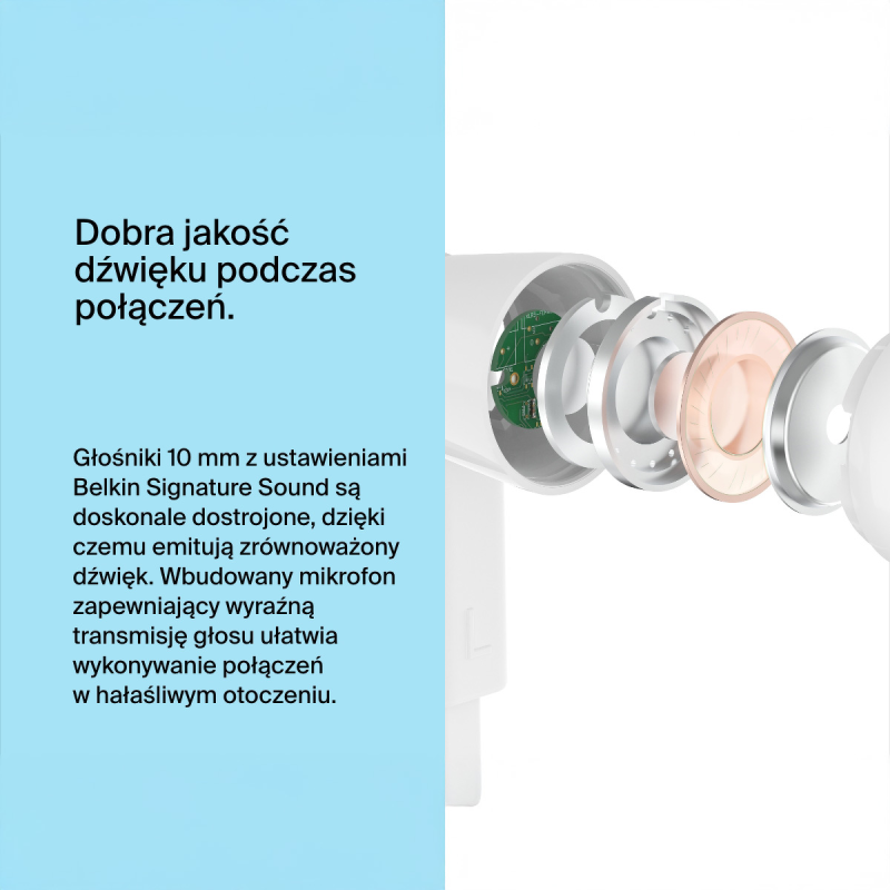 Belkin Słuchawki przewodowe douszne USB-C białe