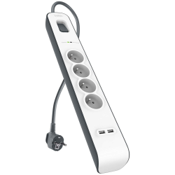Belkin Listwa zasilająca przeciwprzepięciowa 525J, 4 gniazda, 2x USB-A, 2m