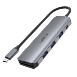 Unitek hub USB-C 3xUSB 3.1 Gen1 PD 100W SD microSD H1107C