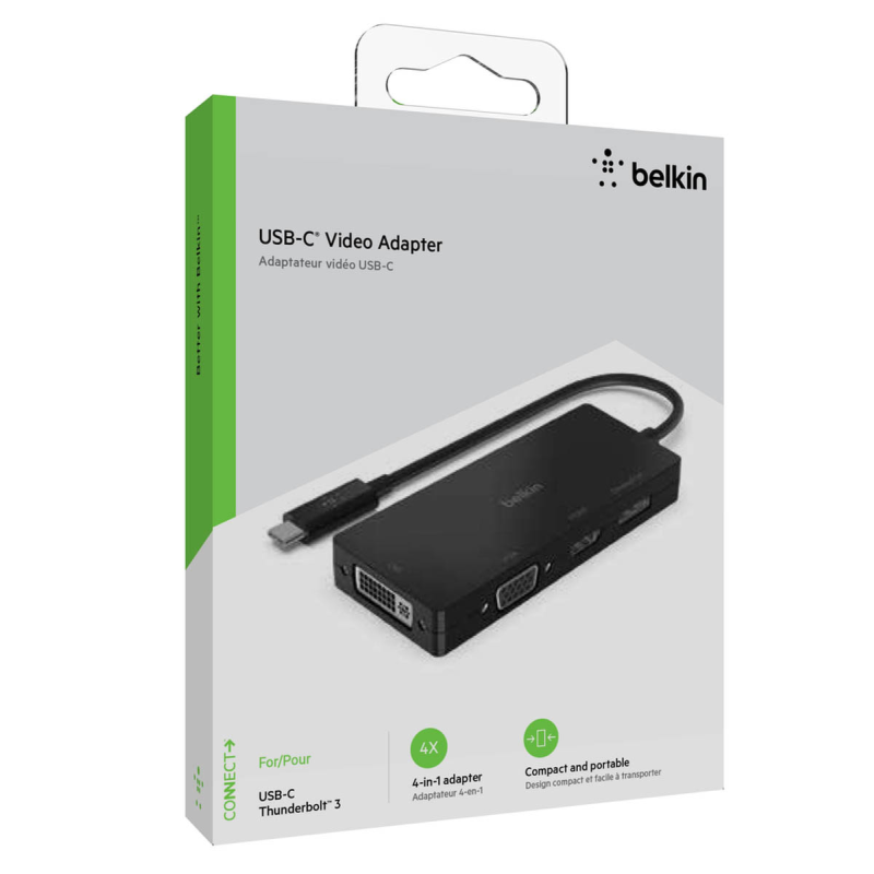 Belkin Przejściówka video USB-C na HDMI, VGA, DisplayPort lub DVI