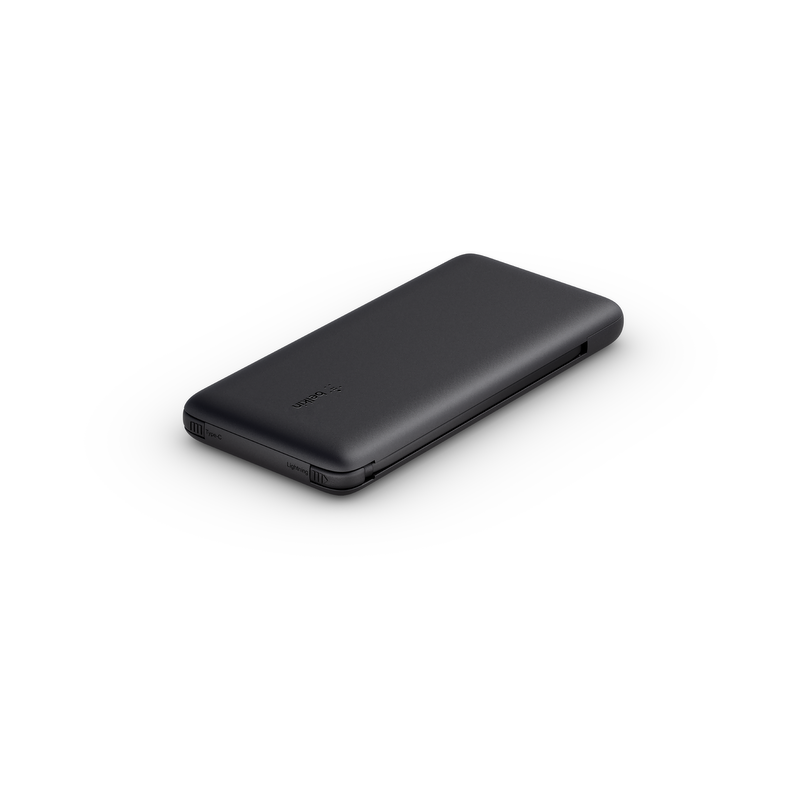 Belkin Powerbank 10 000 mAh, 23W, wbudowane kable USB-C i Lightning, czarny