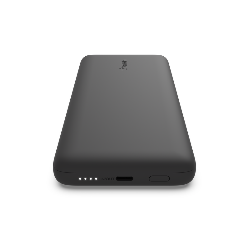 Belkin Powerbank 10 000 mAh, 23W, wbudowane kable USB-C i Lightning, czarny