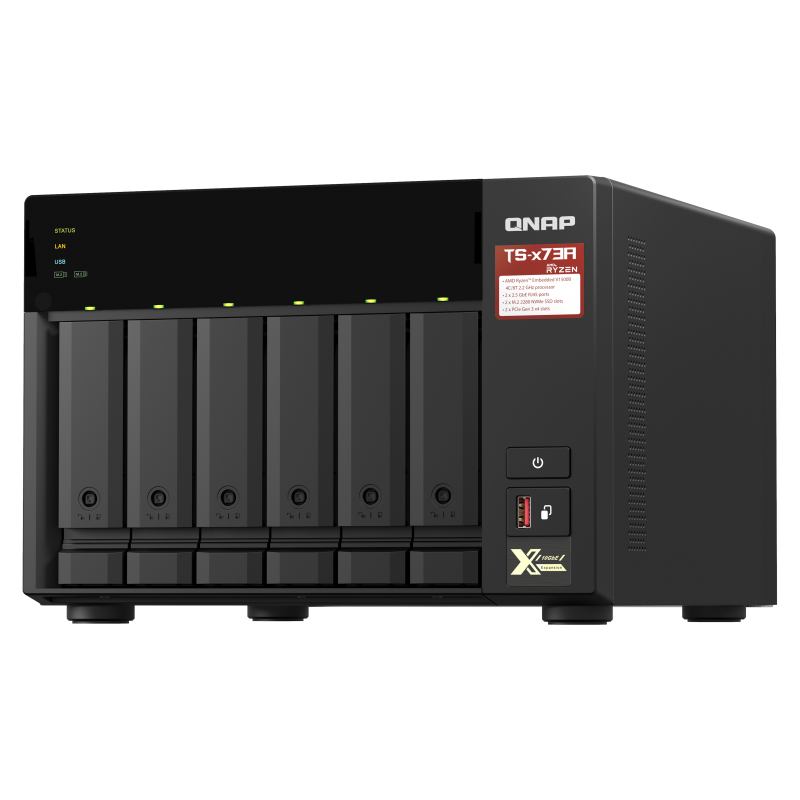 QNAP TS-673A-8G | 6-zatokowy serwer NAS, AMD Ryzen, 8GB RAM, 2x 2,5GbE RJ-45, Tower