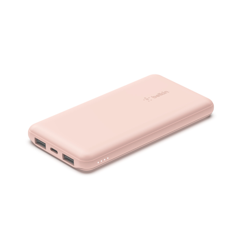 Belkin Powerbank 10 000 mAh, 2x USB-A, USB-C 15W, różowy