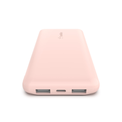 Belkin Powerbank 10 000 mAh, 2x USB-A, USB-C 15W, różowy