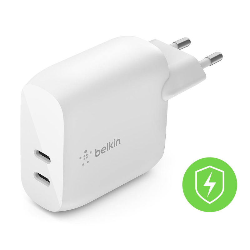 Belkin ładowarka sieciowa podwójna 2x USB C, Power Delivery, 40W, biała
