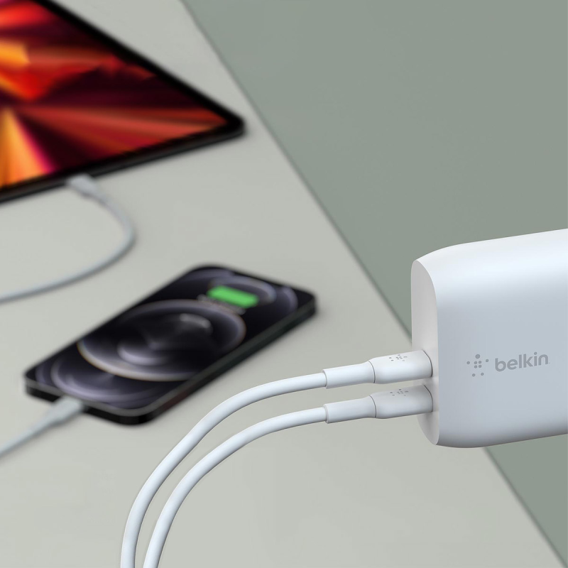 Belkin ładowarka sieciowa podwójna 2x USB C, Power Delivery, 40W, biała