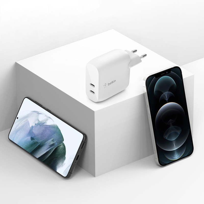 Belkin ładowarka sieciowa podwójna 2x USB C, Power Delivery, 40W, biała