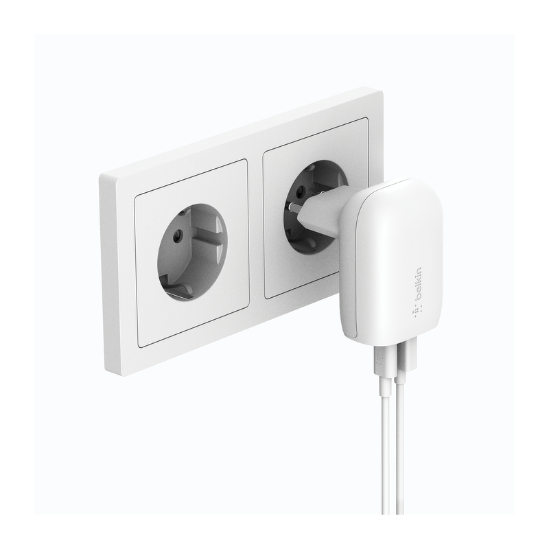Belkin Belkin Ładowarka USB-C 25W, USB-A 12 W, 37W, kątowa, biała