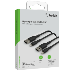 Belkin Kable USB-A na Lightning, zestaw 2 szt., 1m, czarny