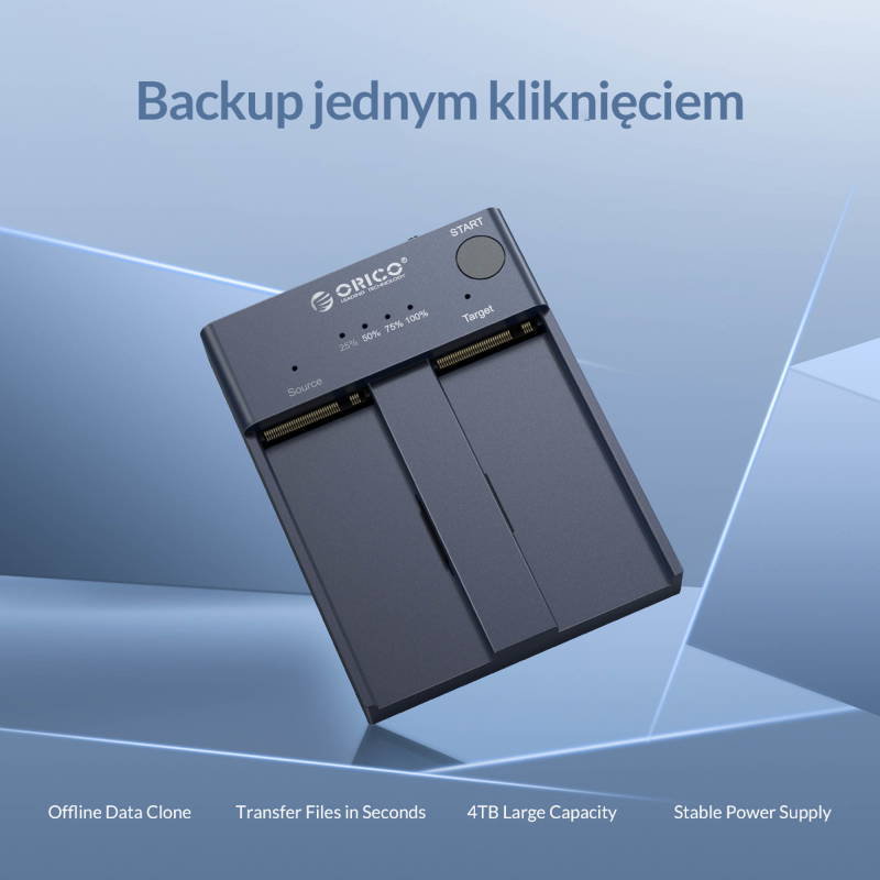 Orico Stacja klonująca dyski M.2 USB-C 10Gbps