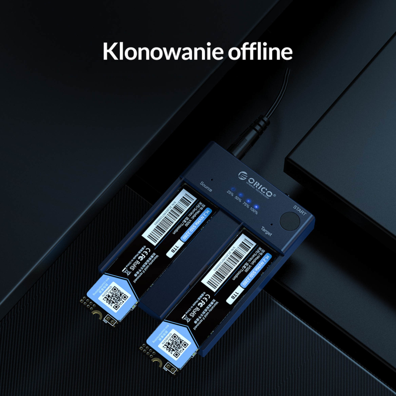 Orico Stacja klonująca dyski M.2 USB-C 10Gbps
