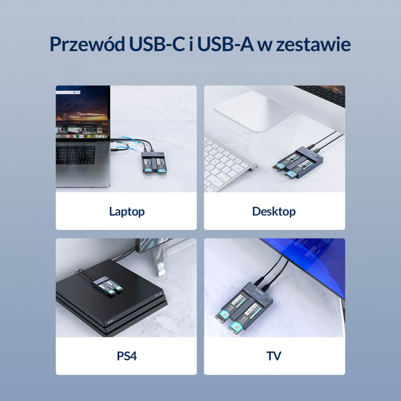 Orico Stacja klonująca dyski M.2 USB-C 10Gbps