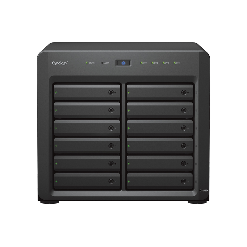 Synology DS2422+ | 12-zatokowy serwer NAS, AMD Ryzen, 4GB RAM, 4x 1GbE RJ-45, Tower