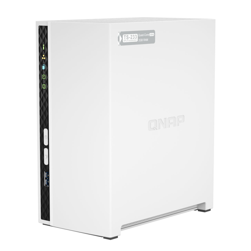 QNAP TS-233 | 2-zatokowy serwer NAS, ARM, 2GB RAM, 1x 2,5GbE RJ-45, Tower