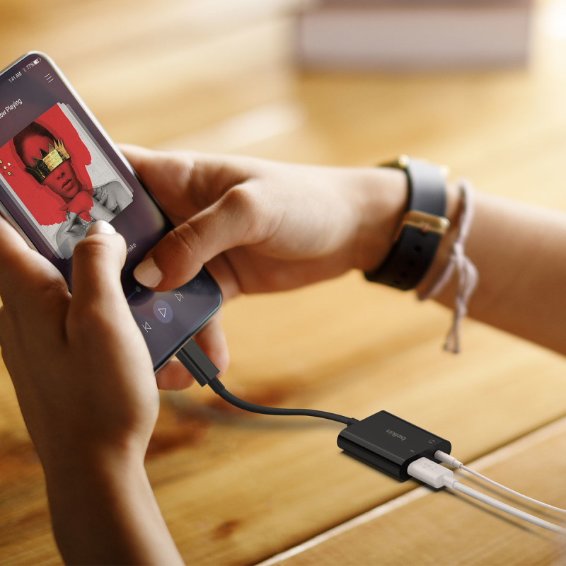 Belkin RockStar Adapter USB-C na Jack 3.5 mm, USB-C 60W, czarny