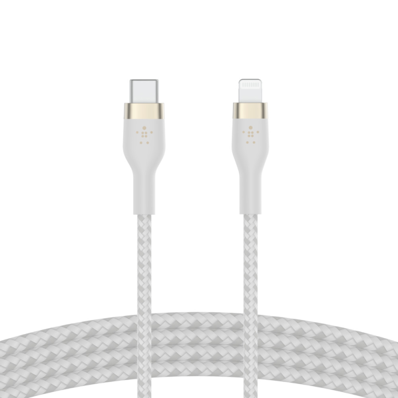 Belkin Kabel w oplocie, USB-C do Lightning, 2 m, biały