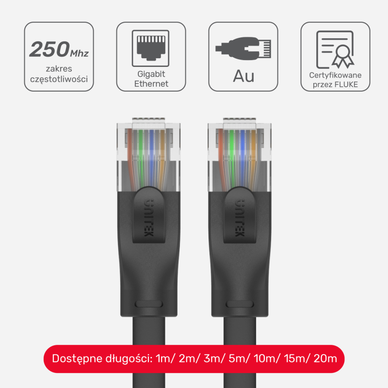 Unitek Kabel sieciowy płaski Ethernet Cat.6 0,3m