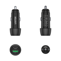 Unitek Ładowarka samochodowa Qi2 USB-A USB-C QC3.0