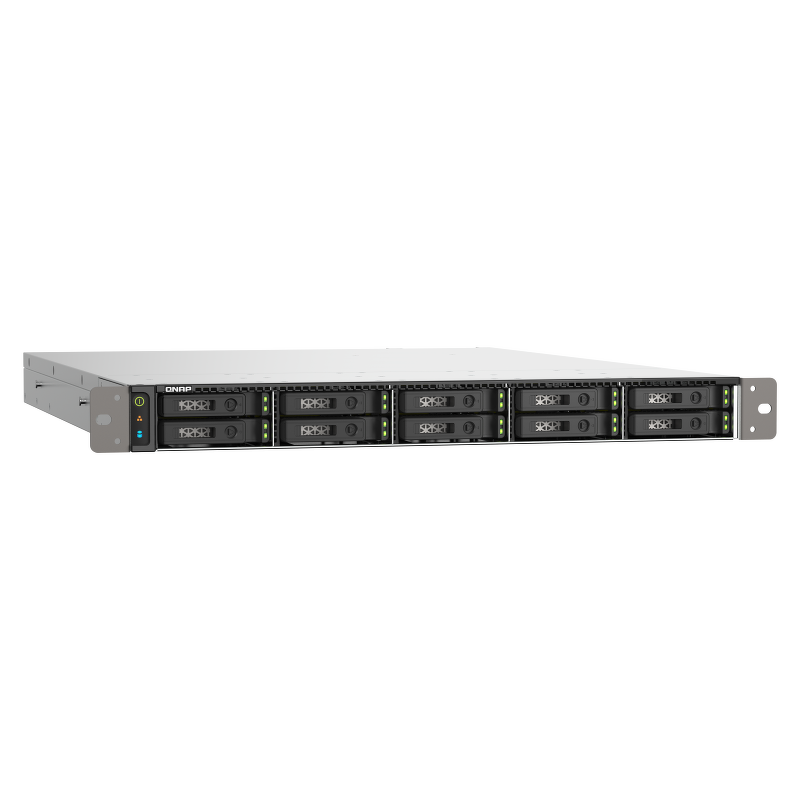 QNAP TS-h1090FU-7302P-128G | 10-zatokowy all flash NAS, AMD Epyc, 128GB RAM, 2x 25GbE SFP28, RP RACK
