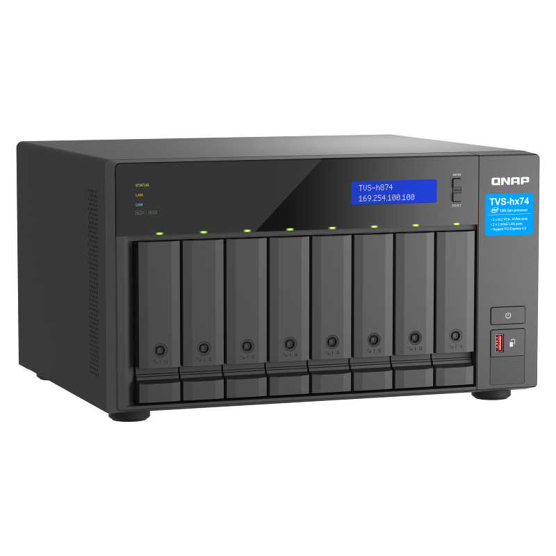 QNAP TVS-h874-i5-32G | 8-zatokowy serwer NAS, Intel Core, 32GB RAM, 2x 2,5GbE RJ-45, PCIe Gen4 Tower