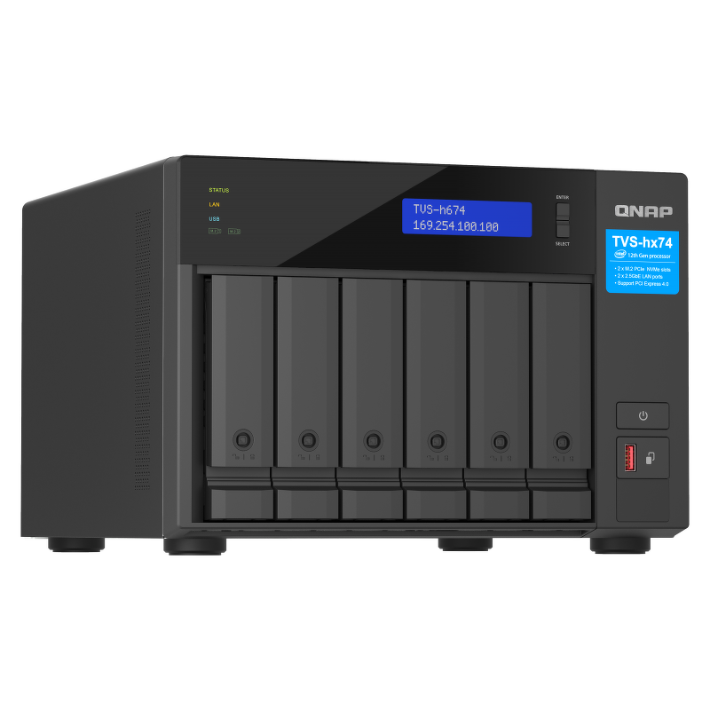 QNAP TVS-h674-i5-32G | 6-zatokowy serwer NAS, Intel Core, 32GB RAM, 2x 2,5GbE RJ-45, PCIe Gen4 Tower