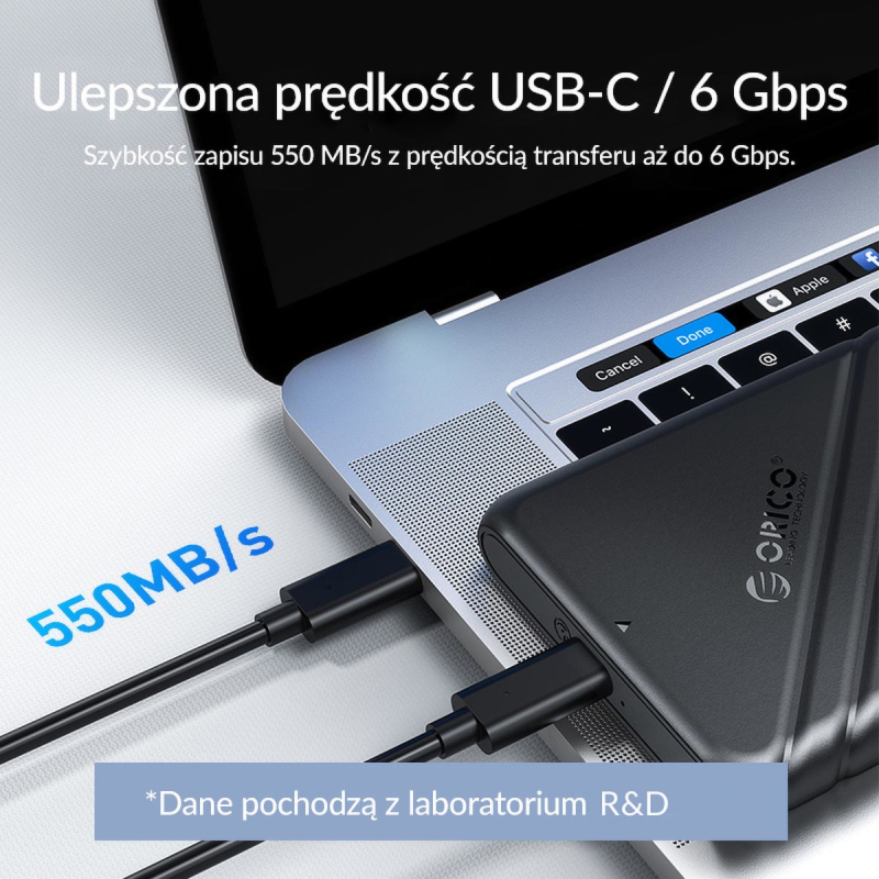 Orico Obudowa dysku 2,5'' USB-C 3.1 6Gbps czarna