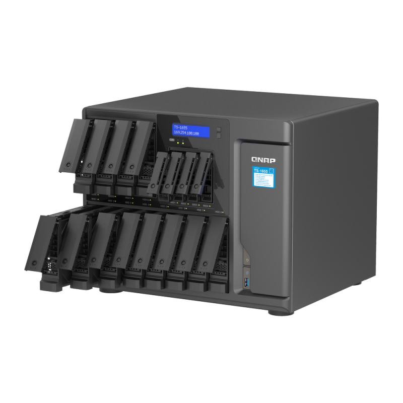 QNAP TS-1655-8G | 16-zatokowy (12x 3,5'', 6x 2,5'') serwer NAS, Intel, 8GB RAM, 2x 2,5GbE RJ-45 Tower
