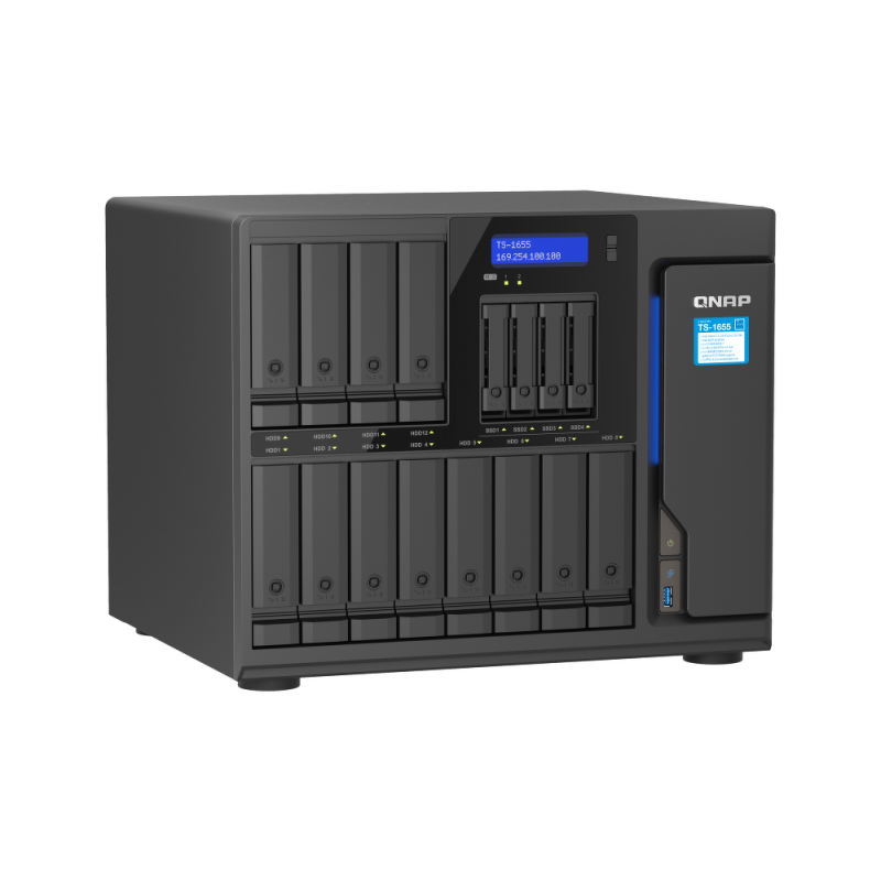 QNAP TS-1655-8G | 16-zatokowy (12x 3,5'', 6x 2,5'') serwer NAS, Intel, 8GB RAM, 2x 2,5GbE RJ-45 Tower