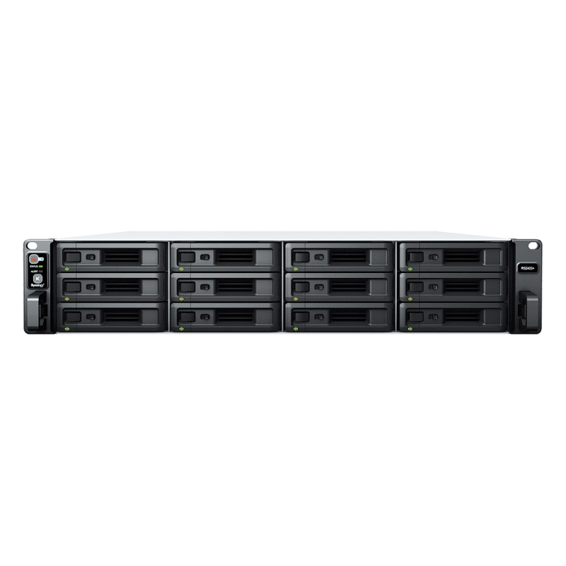 Synology RS2423+ | 12-zatokowy serwer NAS, AMD Ryzen, 8GB RAM, 2x 1GbE, 1x 10GbE RJ-45, RACK 2U
