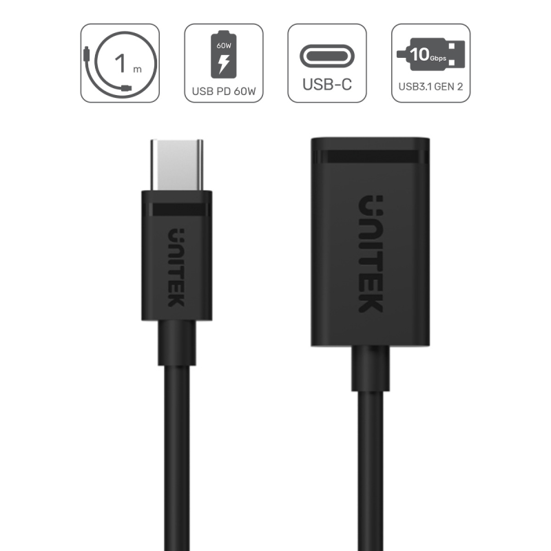 Unitek Adapter USB-C (M) do USB-A (F) 10Gbps 60 W