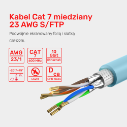Unitek Kabel skrętka LSZH Cat. 7 S/FTP 305 m