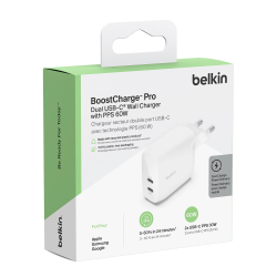 Belkin Ładowarka 60W, 2x USB-C PD PPS 30W, biała