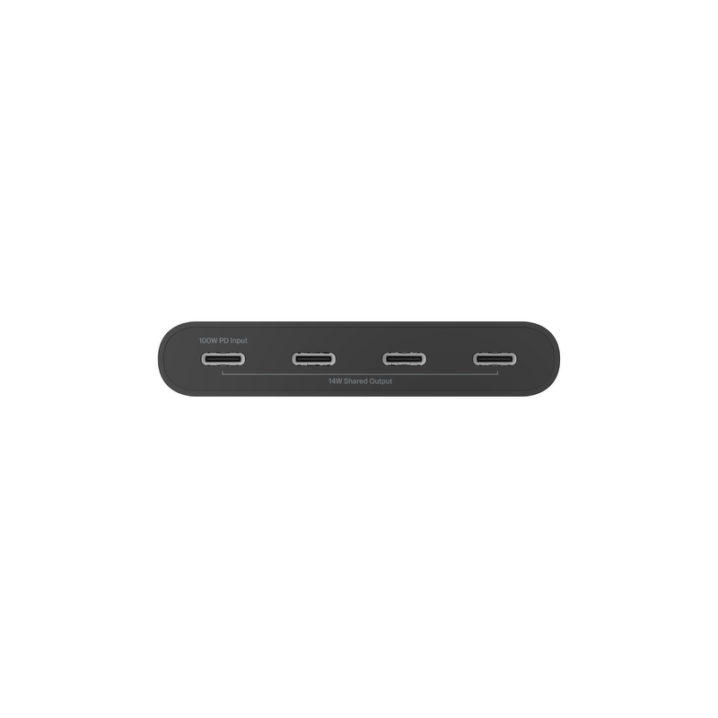 Belkin Hub USB-C 10Gbps, PD 100W, 4x USB-C, czarny