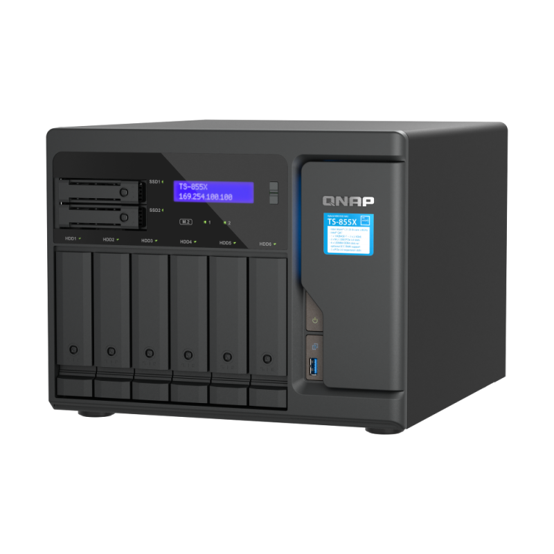 QNAP TS-855X-8G | 8-zatokowy serwer NAS, Intel Atom, 8GB RAM, 2x 2,5GbE RJ-45, 1x 10GbE BaseT, Tower