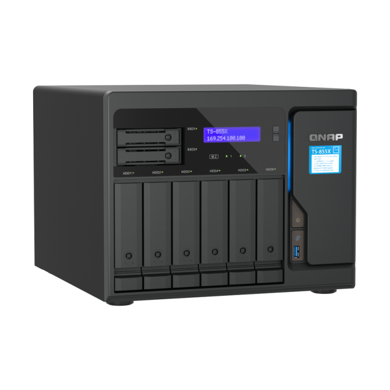 QNAP TS-855X-8G | 8-zatokowy serwer NAS, Intel Atom, 8GB RAM, 2x 2,5GbE RJ-45, 1x 10GbE BaseT, Tower