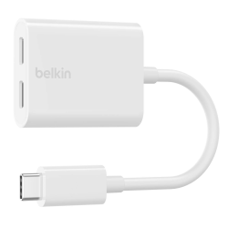 Belkin Adapter 2/USB-C do audio i ładowania PD 60W, biały