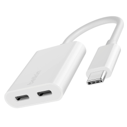 Belkin Adapter 2/USB-C do audio i ładowania PD 60W, biały