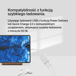 Belkin Adapter 2/USB-C do audio i ładowania PD 60W, biały