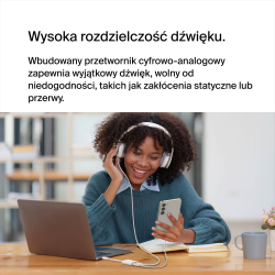 Belkin Adapter 2/USB-C do audio i ładowania PD 60W, biały